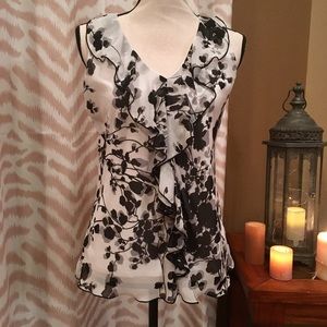 ❌SOLD BCX Black & White Blouse with Lace back